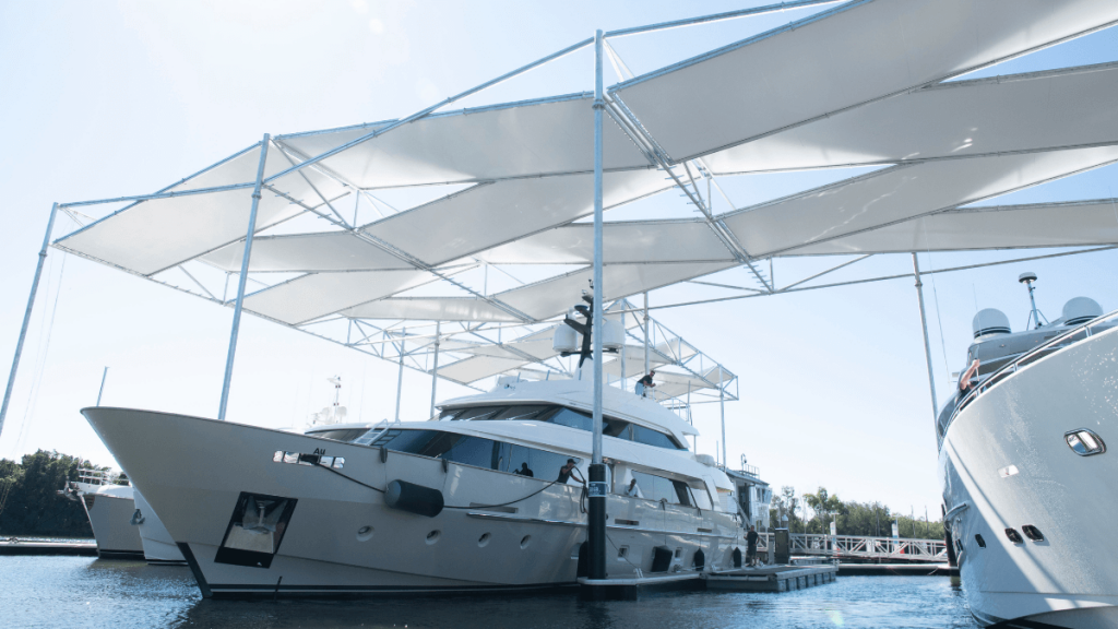 Covered berths at Sanctuary Cove Marina