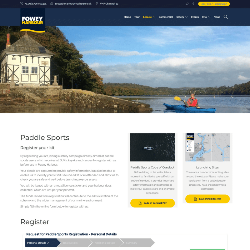 Fowey Harbour paddle sports page